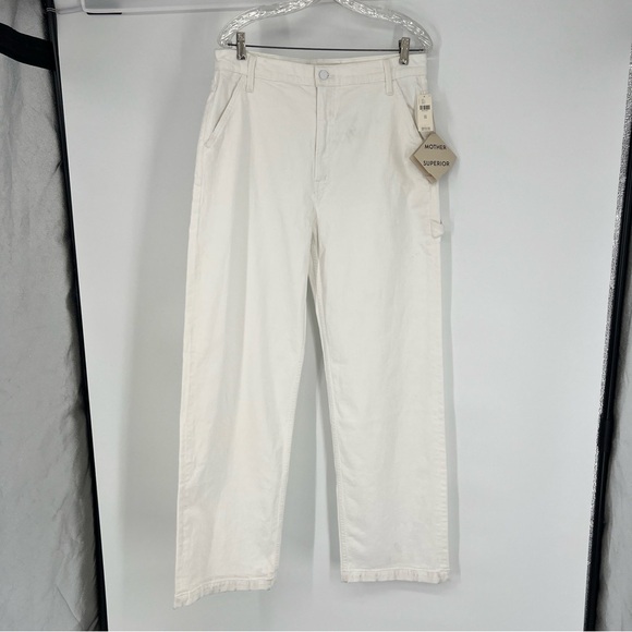 Mother The Stud Finder Sneak Wide Leg Utility Jeans in Totally Innocent 32 NWT - Picture 2 of 14